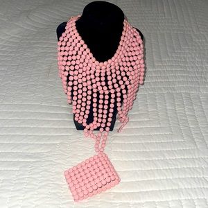 Pink necklace and bangle set.